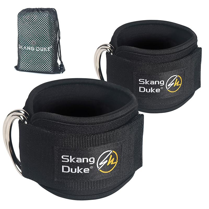 

OLIKEI 2 шт., ремешок для фитнеса на щиколотке, D-образное кольцо, пряжка, манжеты на щиколотке, тренажерный зал, кабельные машины, поддержка лодыжки, тренировка, тренировка мышц бедра, ног, подтяжки для лодыжки чёрный