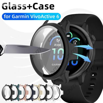 Glas+Hoesje voor Garmin VivoActive 6 Gehard Glas Screenprotector & Harde PC Beschermende Bumper voor Vivo Active 6 Accessoires