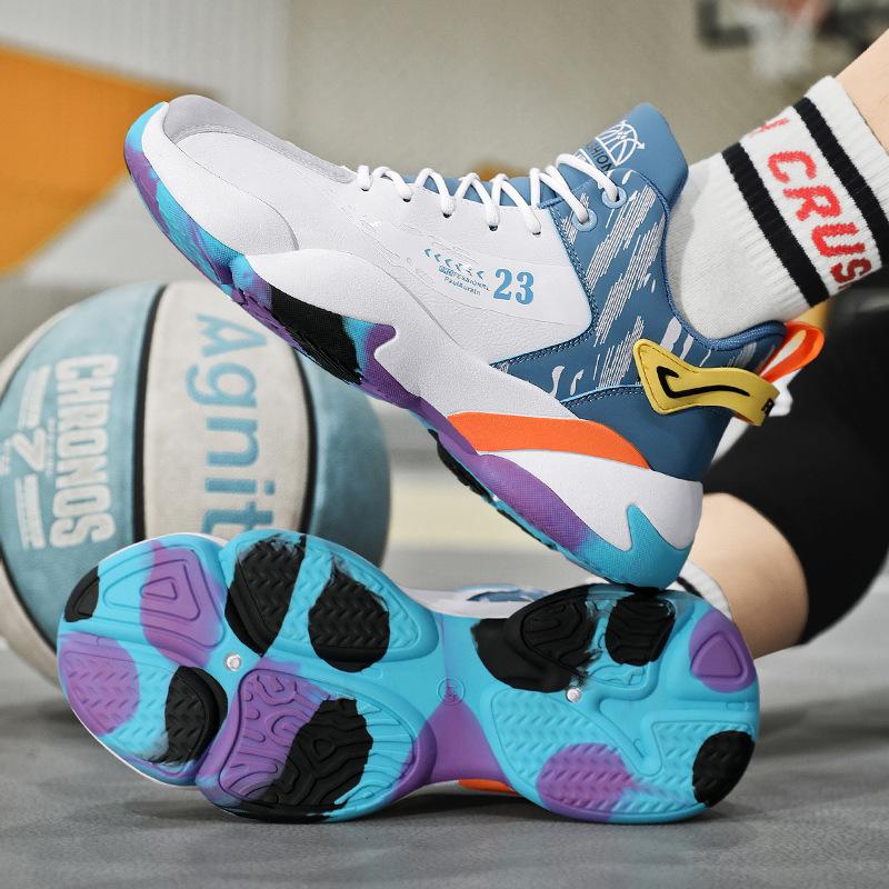 High-top shoes, basketball shoes, four-season new sports students, wear-resistant shoes, large-size youth leather sneakers