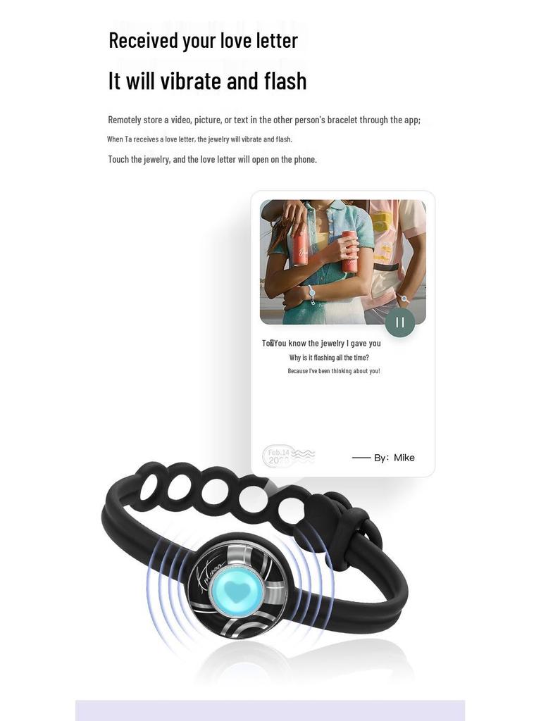 Totwoo Ripple Vibration Bracelet: Heartfelt Long-Distance Couple's Gift for Valentine's Day Remote Interaction.