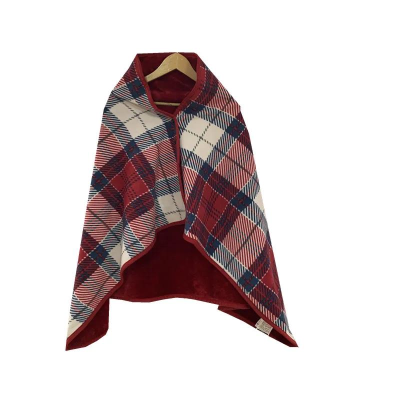 Shawl Cloak Blanket Autumn and Winter Thickening Heating Thermal Office Nap Blanket Air Conditioning Blanket Flannel Buckle Cover Blanket