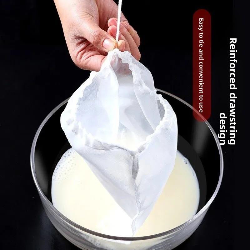 Fine Mesh Nylon Filter Bag for Kitchen Ideal for Soy Milk, Juice, Tea, Wine, and Food Straining