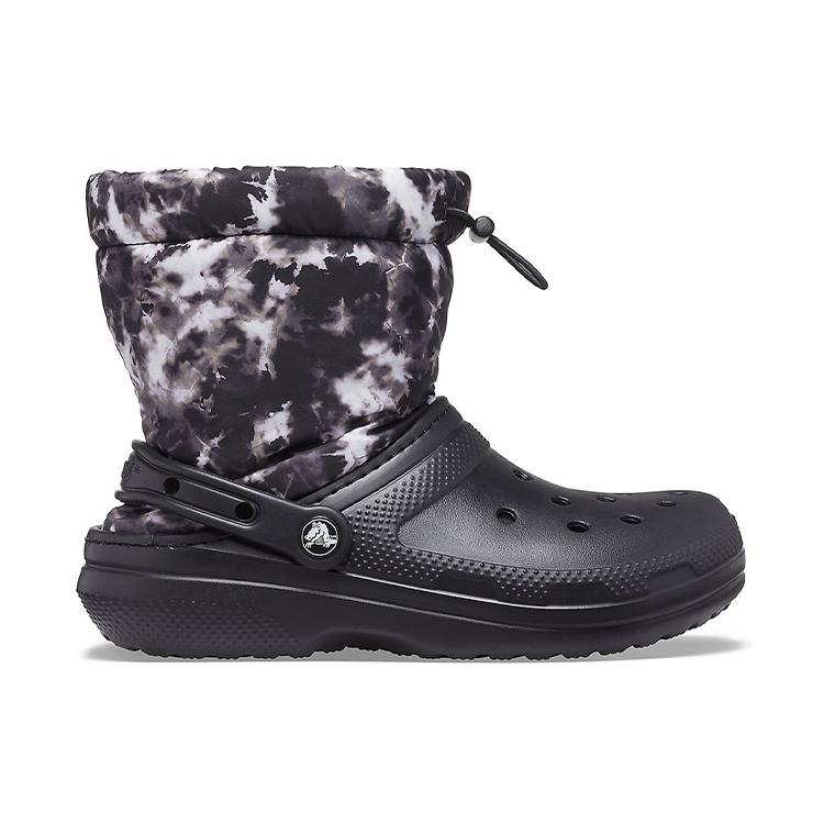 Crocs Classic Lined Neo Puff Tie Dye Boots 'Black White' 207328-001