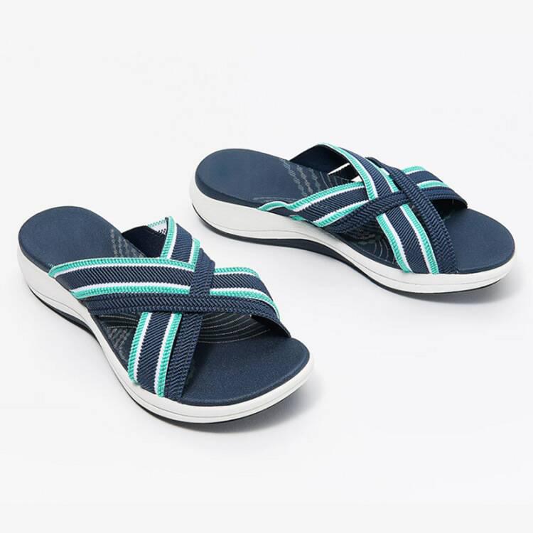 Women's Elastic Band Thick Sole Summer Sandals - Casual Cross Wedge Beach Slippers