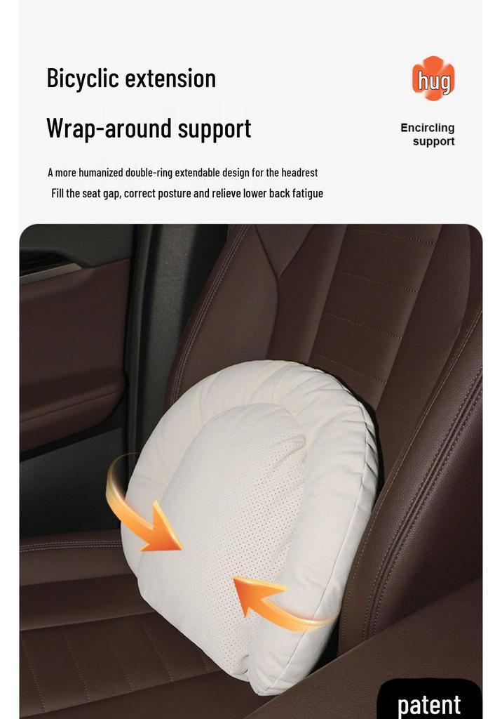 Adjustable Lumbar Support Headrest Cushion for Honda Civic and Mercedes-Maybach - Soft, Perforated Neck Guard.