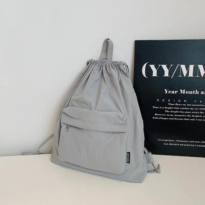 WTEMPO Nylon Drawstring Schoolbag Zipper Pocket Backpack Lightweight Large-capacity Unisex Sports Backpack Fitness Leisure Backpack