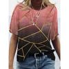 3D Printed Pattern T-shirt, Summer and Spring Short Sleeved Round Neck Casual Top, Women's Clothing