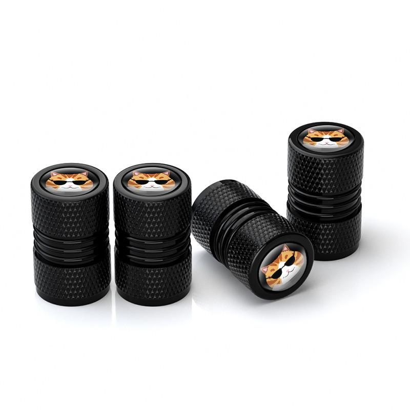 Neutral Cartoon Cat Schrader Valve Stem Caps, Creative Decor Air Nozzle Caps For Car Motorcycle Mountain Road Bicycle