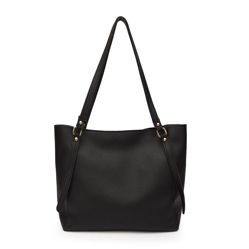 

Simple commuting large-capacity tote bag solid color casual commuting women s shoulder bag fashionable versatile portable mother and child bag one size fits all чорний