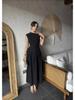 Summer Asymmetrical Neck Short Sleeve Ruched Dress for Women