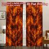 2D FLAT PRINTING 2pcs Curtains (Without Rod) Fiery Flames Abstraction Popular Contemporary Curtains 100% Polyester Curtains Art