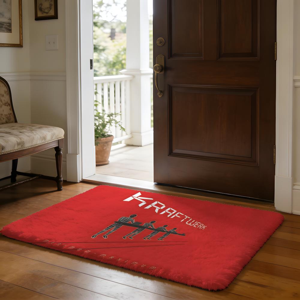 Fashion Band KKraftwerk Floor Mat Soft Flannel Absorbent Mat Non-Slip Rug Home Bedroom Bathroom