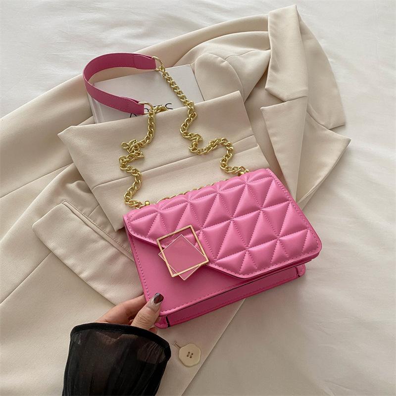 Høyverdig diamantkjede liten firkantet veske dame 2025 høst ny mote allsidig nisjedesign skulderveske messenger-veske