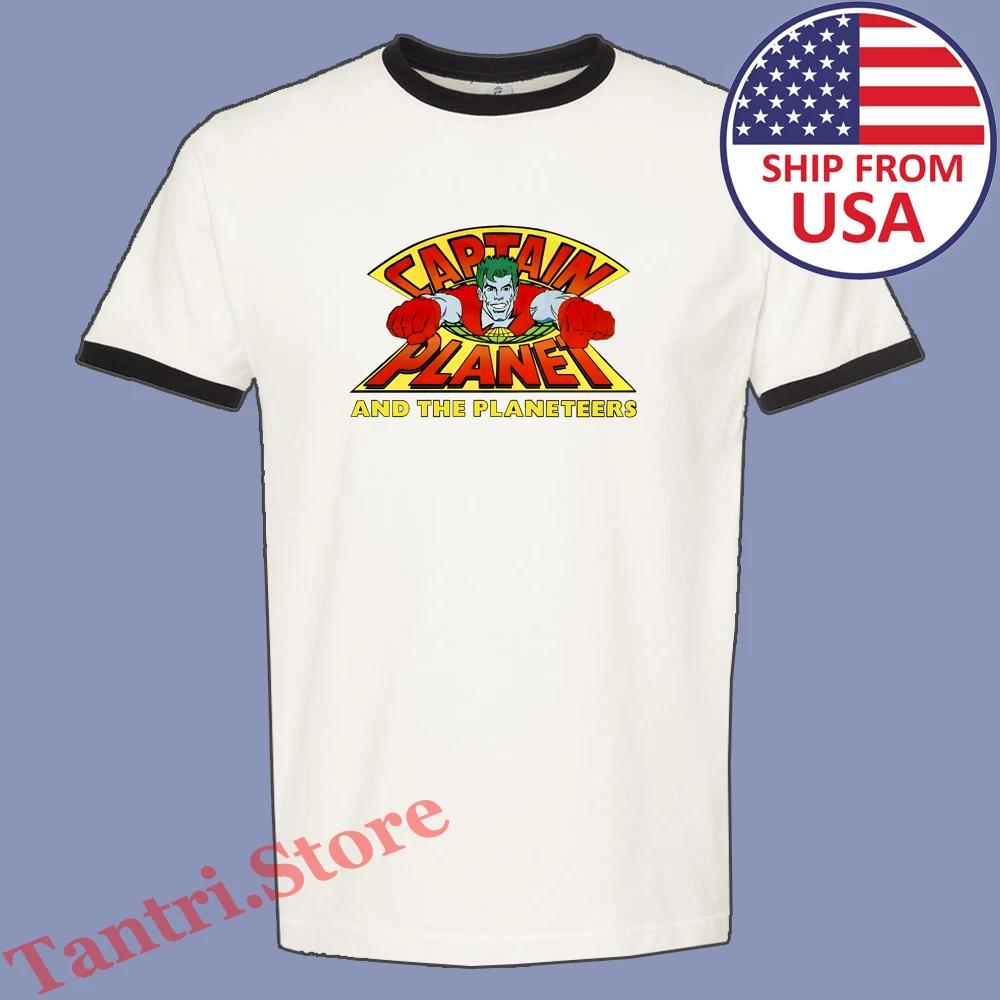 Captain Planet And The Planeteers Men s Ringer Black Size S to 3XL S