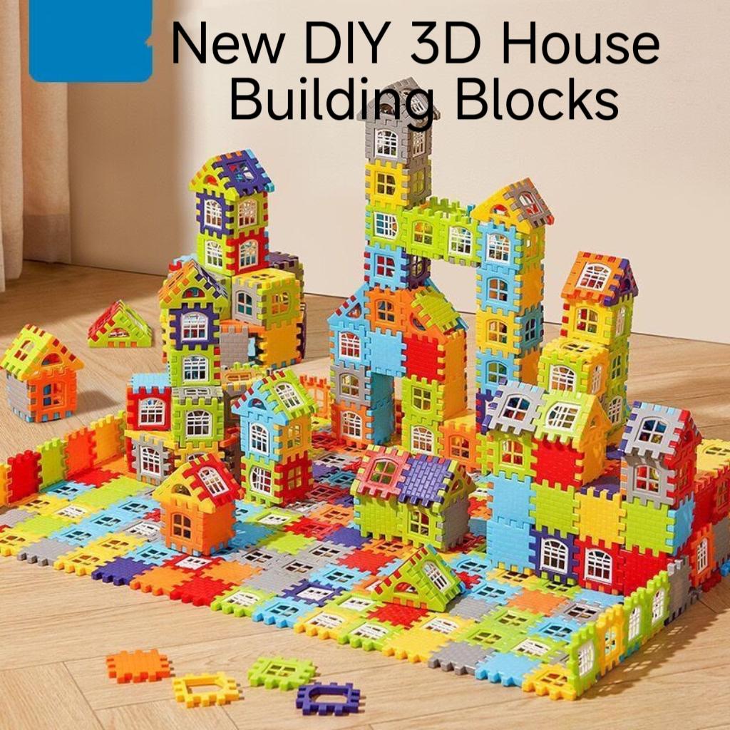 Neue DIY Große Bausteine für Kinder, 3D Haus Bausteine, Frühpädagogisches STEM Spielzeug für Jungen Mädchen