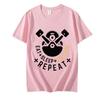 New Trendy Men T-shirt Eat Sleep Fix Cars Repeat Engine Funny Men Oversized T-shirts Tops Black Brand Tee Summer Fashion Shirt