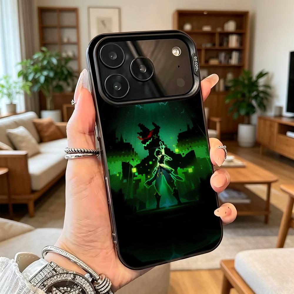 G-Genshin I-Impact Kinich Game Gift Phone Case For iPhone 17,16,15,14,13,12,11Plus,Pro Max,XS,Colored Silver Plated Inside Cover iPhone14Pro