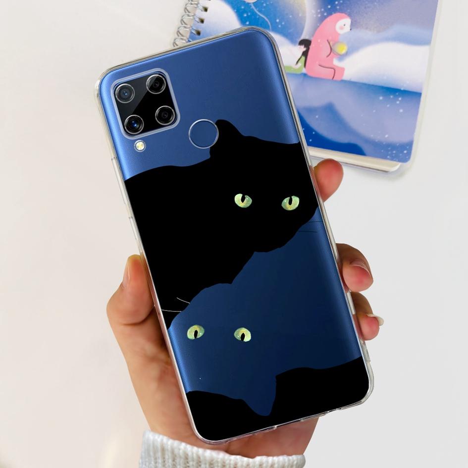 For Realme C15 Case Fashion Marble Butterfly Flower Soft TPU Phone Case For Realme C15 RMX2180 RMX2195 Coque C 15 Silicone Cover