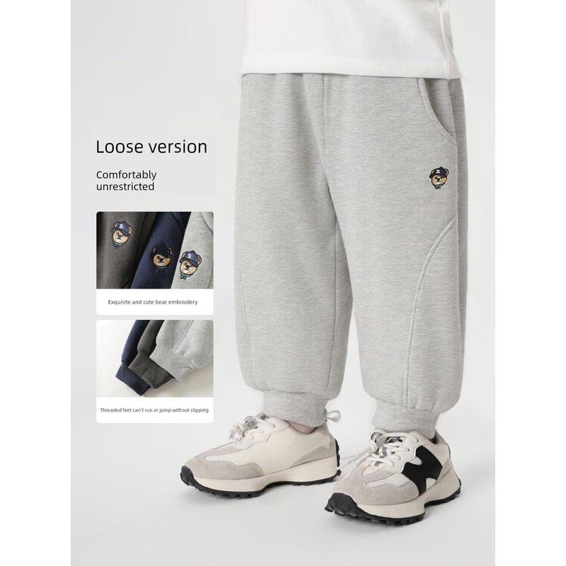 Boys' Fleece-Lined Sweatpants, Thickened Sports Trousers, 2025 Winter New Style, Children's Clothing, Baby Pants