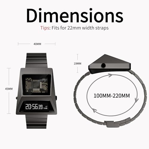 BENLYDESIGN Unikalny Metalowy Zegarek, Męski Zegarek Cyfrowy z Wyświetlaczem OLED, Ekran Budzony Ruchem, Pasek ze Stali Nierdzewnej, Szary i Biały, Nowoczesny Design