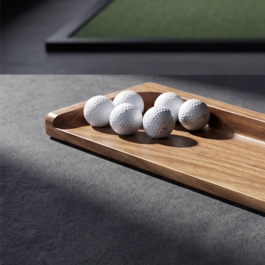 Golf Ball Tray with Built in Phone Holder Wooden