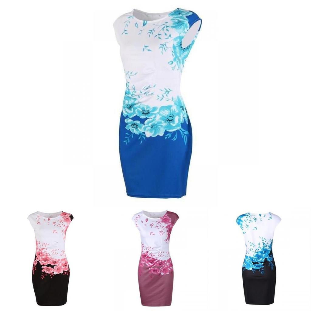 Sleeveless Dress Womens Slim Fit Mini Dress Party Dress Evening Floral Printed