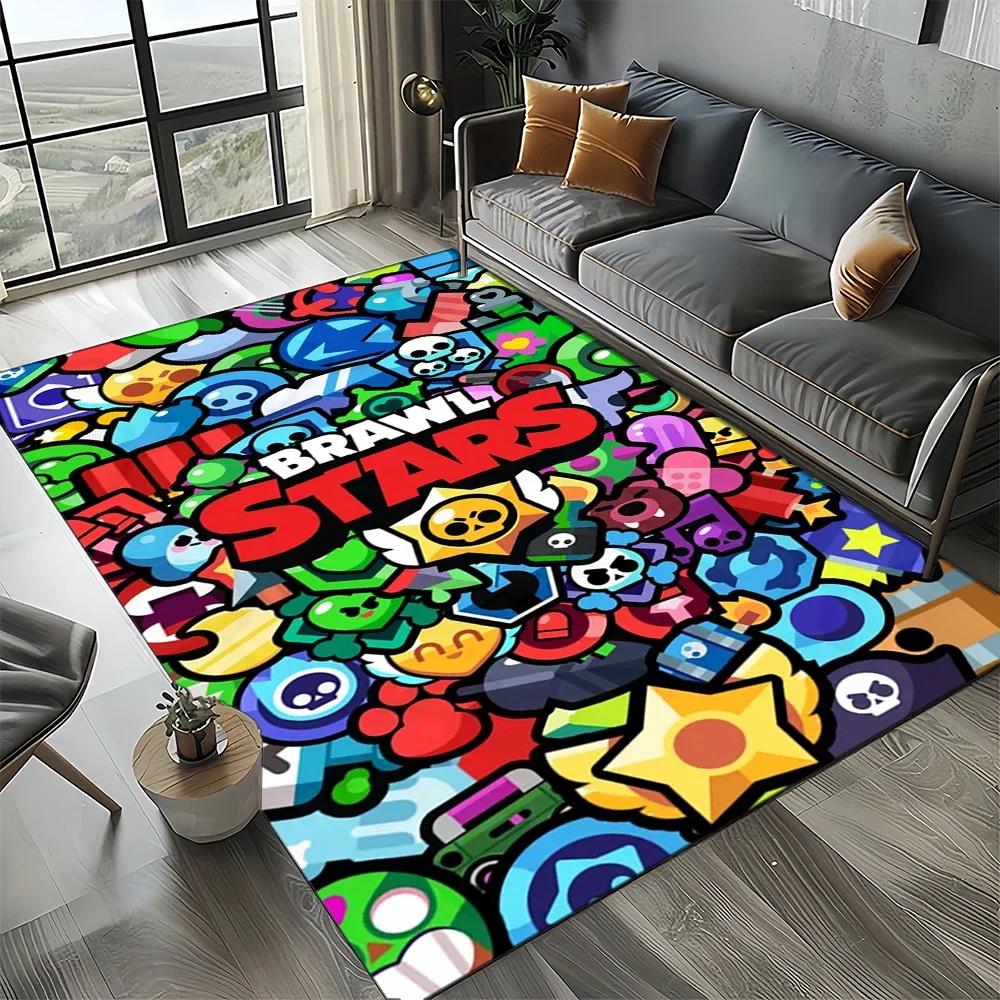 2025 New Style Brawlls Game Cartoon Game Carpet Rug for Living Room Bedroom Home Sofa Decoration,Kids Non-slip Floor Mat