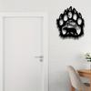 Farmhouse Style Wall Art Metal Hollow Out Bear Art, Rustic Forest Landscape Hanging Sculpture with Paw Handmade Wooden Decoration Prints,