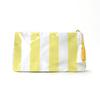 Pink White Striped Waterproof Makeup Bag With Two-Tone Tassel Zipper Pull
