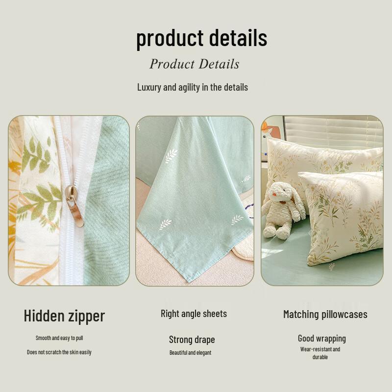 Nanjiren 100% Cotton 3-Piece Bedding Set