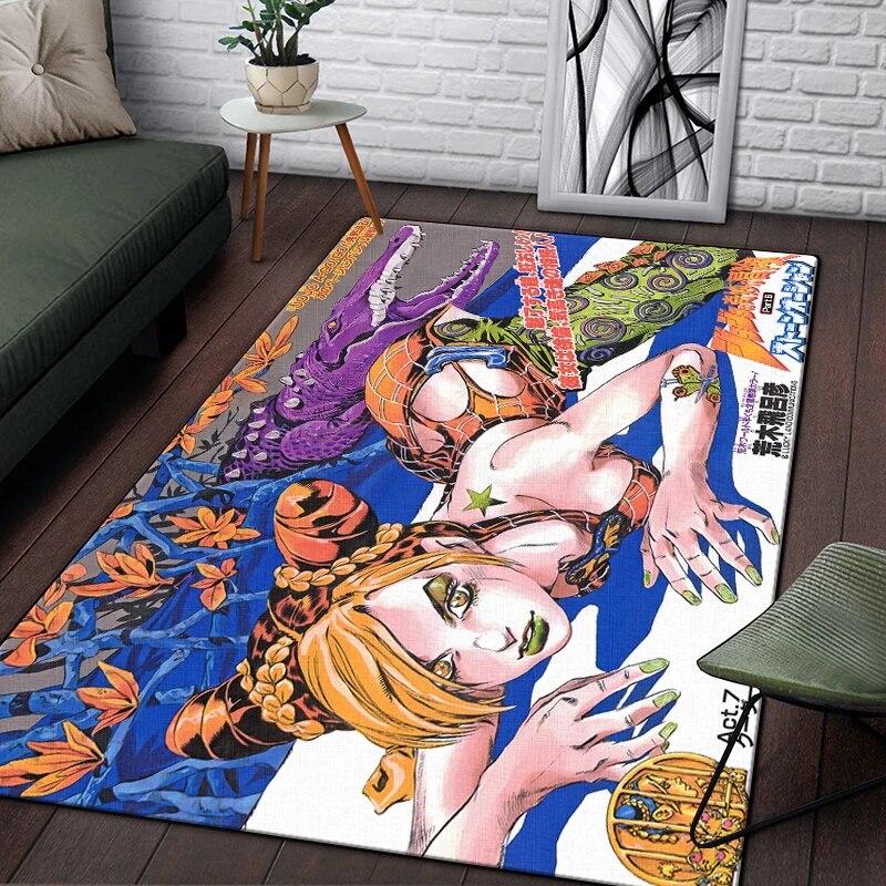 Jojo Anime Beautiful Painting Carpet for Living Room Large Area Rug Black Soft Carpet Home Decoration Mats Boho Rugs Picnic