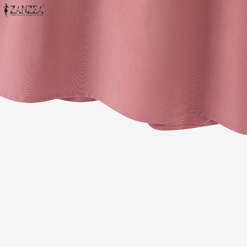 ZANZEA Bluză casual de damă cu guler păpușă, mâneci 3/4 largi, patchwork