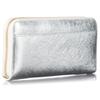 [VOICE] Align Graffiti Italian-Made Cowhide Leather Women's Vertical Card Slots Round Zipper Long Wallet, Gift Boxed, Silver
