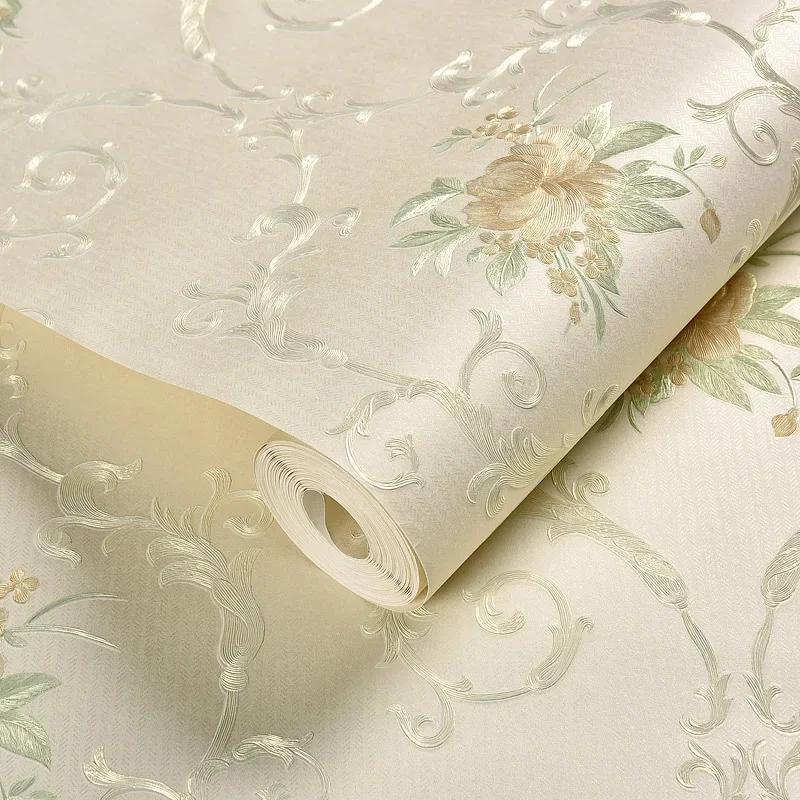 Self-adhesive European Wallpaper 3D Three-dimensional Finely Pressed Non-woven Fabric Thickened Living Room Background Wall