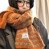 Korean Style Pumpkin Color Knitted Scarf 170cm x 25cm Fall Winter Neck Warmer  For Women