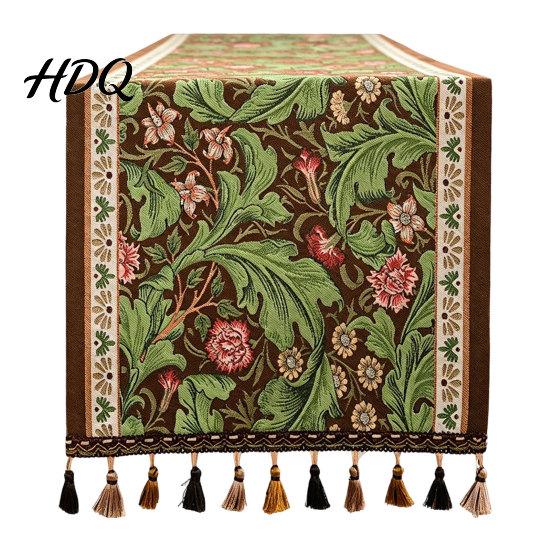 Runner da Tavola Resistente Runner Floreale Jacquard Peonia Vintage Stile Rustico Alta Qualità