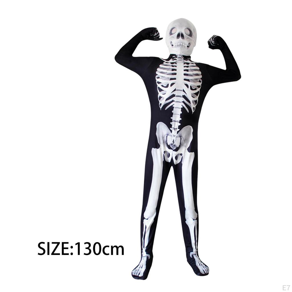 Halloween Kids Scary Skeleton Costume, Bone Bodysuit Skelebones Costume