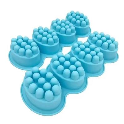 Molde de Silicona Ovalado para Jabón de Masaje de 4 Agujeros Herramienta para Hacer Velas de Resina Geométrica Redonda Multicavidad DIY Molde para Hornear Pasteles Regalo