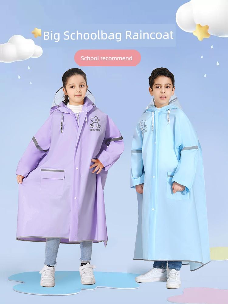 Kids Raincoat Baby Boy Baby Girl for Students to Go to School Long Whole Body Waterproof Children's Outdoor with Schoolbag