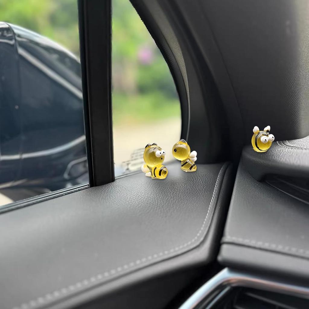 Mini Bee Cute Car Accessories, 8 PCS Yellow Bees Dashboard Decorations, Car Interior Decor for Women