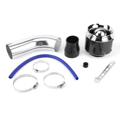 Styl włókna węglowego Samochodowy filtr dolotu zimnego powietrza Zestaw rur aluminiowych 76mm 3 cale Zestaw uniwersalny(Mały Srebrny Aluminiowy Tubka )