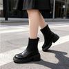 Casual women's shoes with thick soles and thick heels, fitted ankle boots