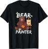 Bear Painter Funny Art Lover Graphic Tee Casual Cotton Short Sleeve TShirt for Men