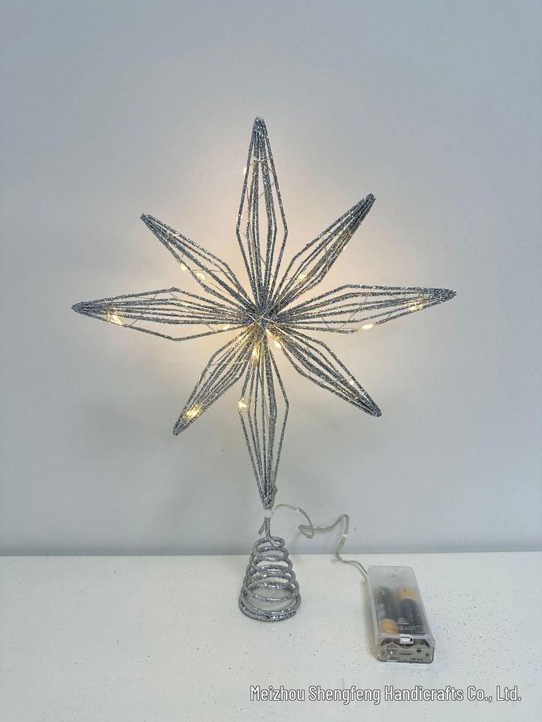 Wrought Iron Luminous Glitter Treetop Star Christmas Decoration