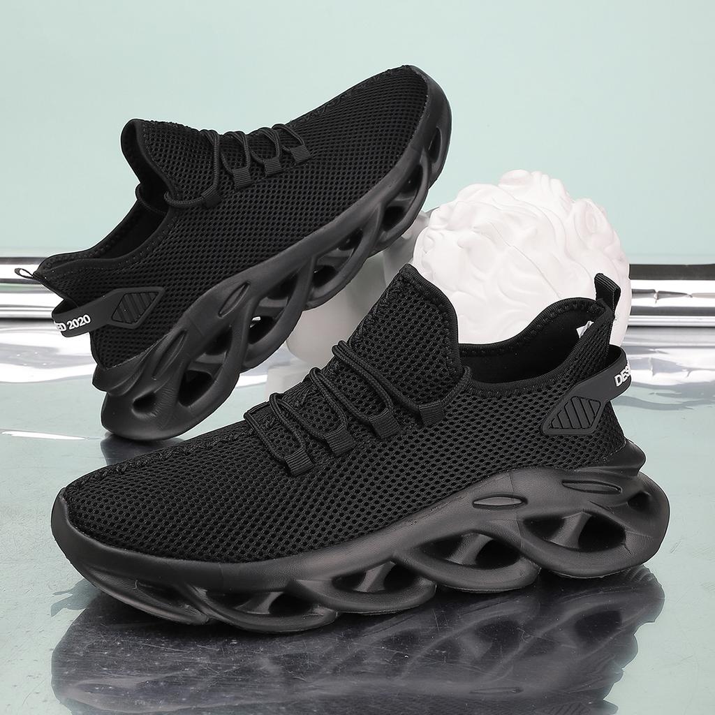 Black Men Casual Sneakers Mesh Breathable Shoes Lace Up Male Running Sport Trainers Shoes Lightweight Vulcanize Shoes Size 47