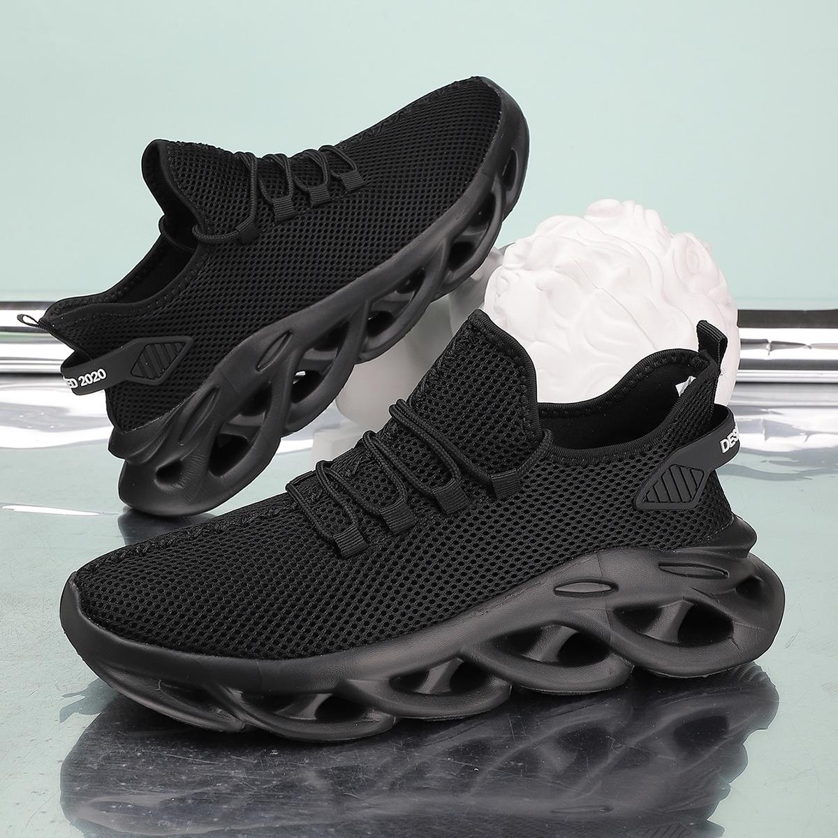 

Fashion Black Men Casual Sneakers Mesh Breathable Shoes Lace Up Male Running Sport Trainers Shoes Lightweight Vulcanize Shoes Size 47 13.5(EU48) чёрный