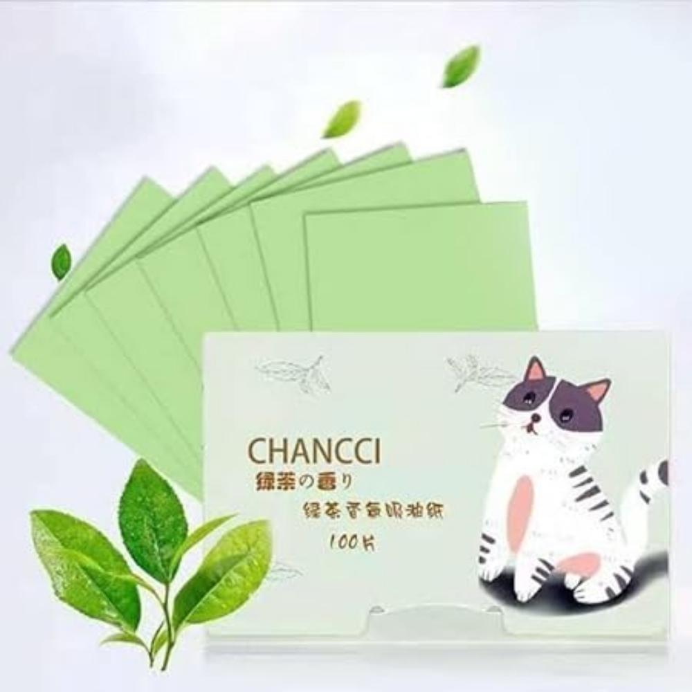 Green Tea Infused Premium Oil Blotting Sheets - 100 Pcs Thick Facial Blotting Papers for Oily Skin, Acne Control -  for Women and Men