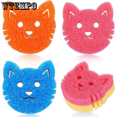 6pcs Dual Sided Scrub Sponge Multi Functional Cute Temperature Sensitive Non Scratch Dish Sponge for Washing Dishes Kitchen Bathroom