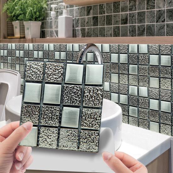 10ks/sada Exquisite Easy Clean Anti-Scratch Samolepicí PVC samolepicí 3D obtisk na dlaždice 3D samolepka na dlaždice