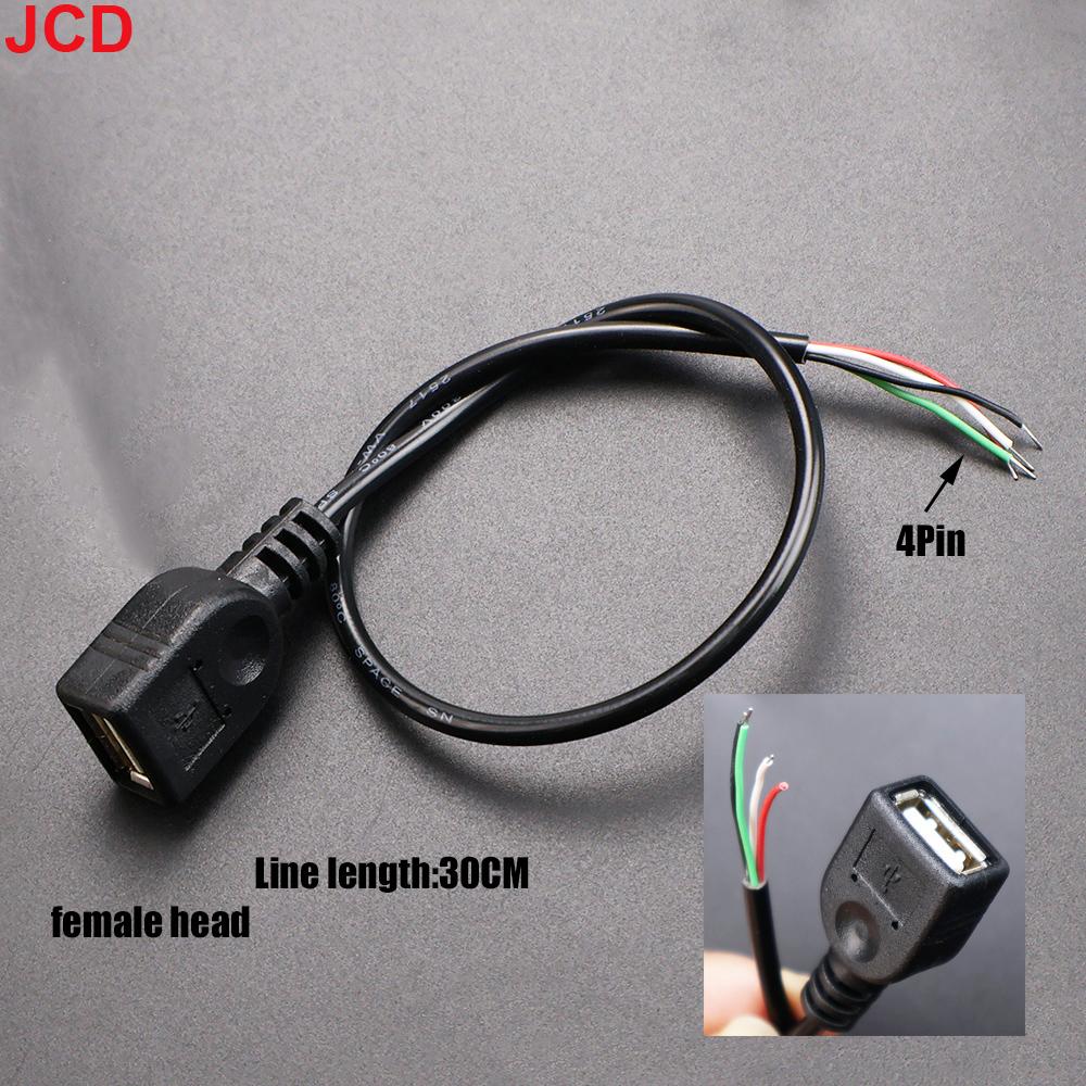 JCD 2pcs Power Supply Cable 2 Pin USB 2.0 A Female Male 4 Pin Wire Jack Charger Charging Cord Extension Connector DIY 5V Line